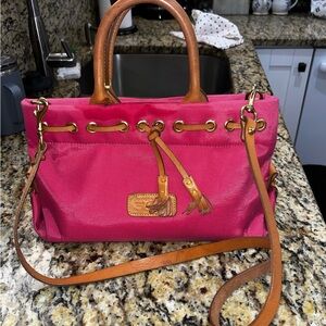 Dooney & Bourke Fuchsia Satchel with Tan Accents